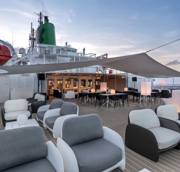 St Helena Outdoor deck with lounge seating - Antarctic Sustainability Journey
